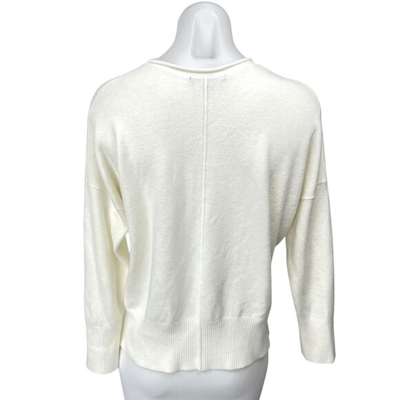 French Connection Women's White Knit Crewneck Long Sleeve Pullover Sweater Top S - Picture 2 of 4